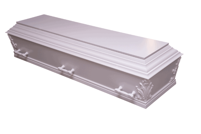 KLASSISK – hvid kiste med ornamenter