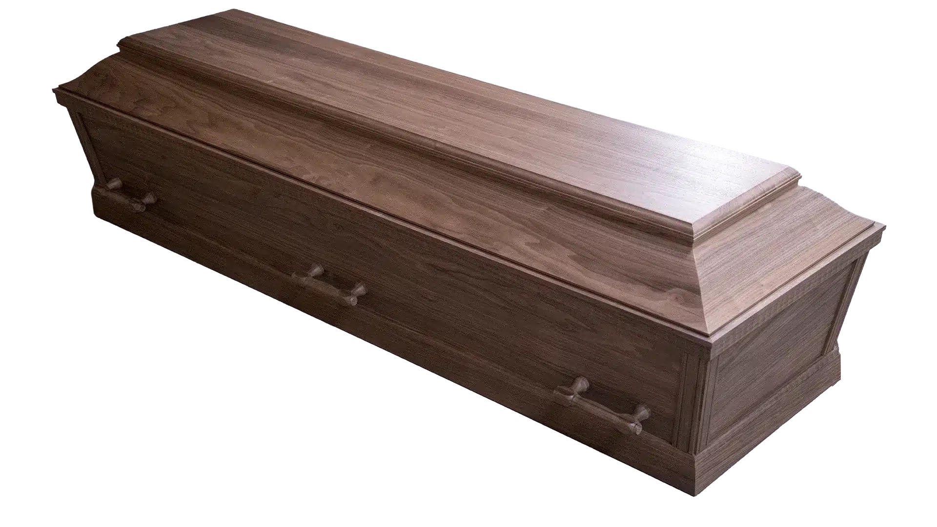 Begravelseskiste i valnøddetræ med 6 håndtag