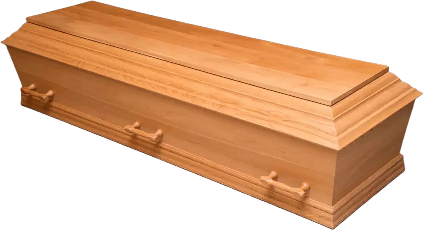 Dansk Egetræs begravelses kiste med 6 håndtag.