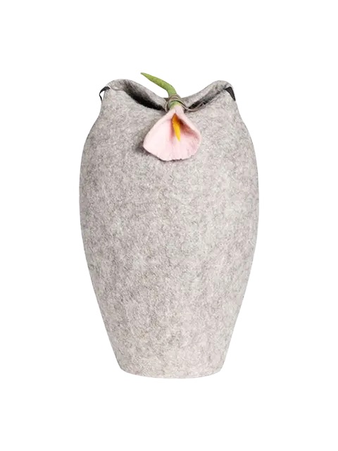 Uld urne grå med blomst